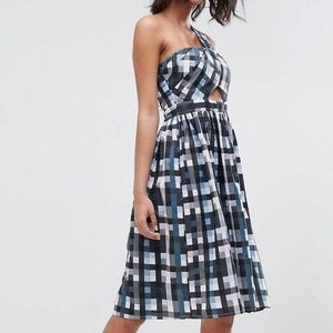 Super cute ASOS one shoulder cut out midi dress